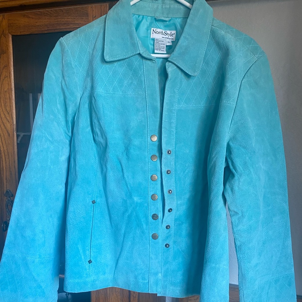 North style blue suede leather jacket.